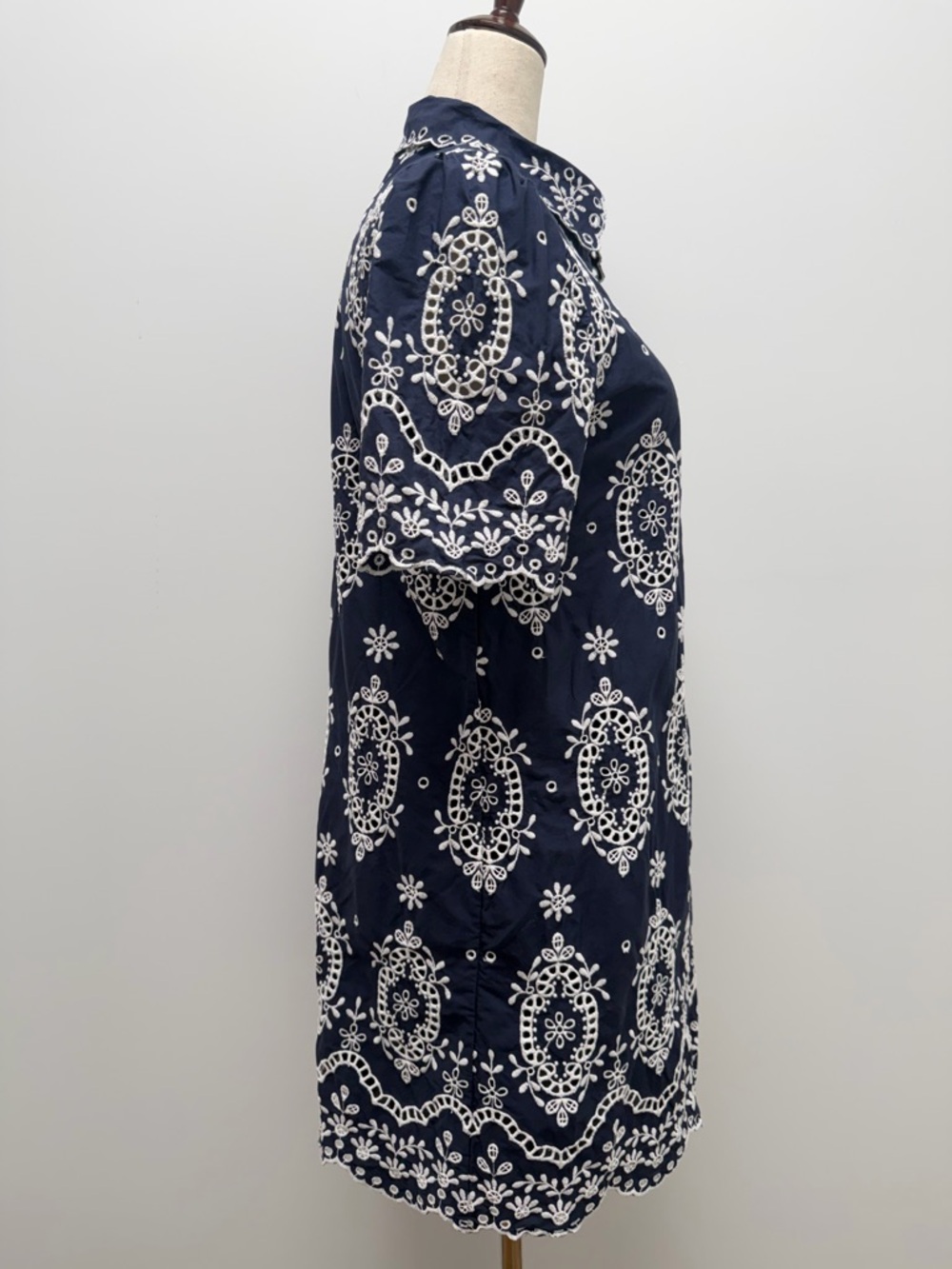 Sezane Elvina Dress Navy White Mini Dress Size 38 Medium US 6 - Picture 10 of 14